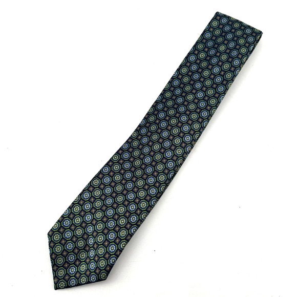 Bruno Piattelli Tie Men Geometric Floral Geometric Vintage 100% Silk USA Necktie - Picture 1 of 9